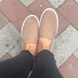 Steve Madden Beige Perforated Slip-on Sneakers